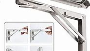 CLT 14'' Folding Shelf Brackets Max. Load 440 lb, Heavy Duty Stainless Steel DIY Wall Mounted Shelf Bracket Space Saving for Table Work Bench, Pack of 2