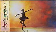 Ballerina Silhouette Impressionist Acrylic Painting on Canvas for Beginners FREE TUTORIAL