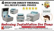 4 Inch Direct Thermal Label Printer | Receipt Printer | With Design & Print Software | Kampus Care