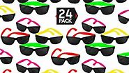 24 Pack 80's Style Neon Party Sunglasses - Fun Gift, Party Favors, Party Toys, Goody Bag Favors