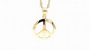 Gold Peace Sign Charm - 14 Karat Solid Gold