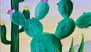 Easy Cactus Painting “Desert Golden Hour”