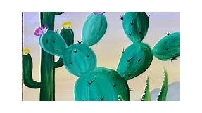 Easy Cactus Painting “Desert Golden Hour”