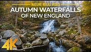 4K Autumn Waterfalls in the Forests of New England - Beautiful Fall Foliage Scenery & Nature Sounds