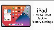 How to Reset the iPad Back to Factory Settings | iPad Pro | iOS 14 | Updated 2020 | h2techvideos