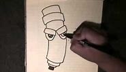 How to draw a graffiti character - Step by step - kids