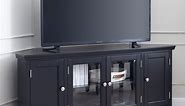 Leick Home 83386 Corner TV Stand with Enclosed Storage For 65" TV's, Black