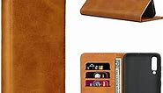 Cavor for Samsung A70 Case, Leather Wallet Case Cover [Card Slot] [Built-in Magnet] Shockproof Protective Flip Case for Samsung Galaxy A70 - Light Brown