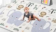 79x71 Foldable Play Mat for Baby, Extra Large Non-Toxic Tummy Time and Crawling Mat, Thick Foam Play Mat, Reversible Portable Baby Floor Mat for Infant, Toddler