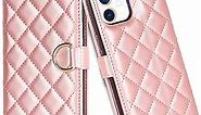 Ｈａｖａｙａ for iPhone 11 Case for Women iPhone 11 Wallet Case with Card Holder Phone Wallet Case with Credit Card Slots and Kickstabd Flip Cover-Rose Gold Phone case