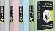 Oxford 3 Ring Binders, 1.5 Inch ONE-Touch Easy Open D Rings, 3-Sided View Binder Covers, Xtralife Hinge, Non-Stick, PVC-Free, Natural Pastels, 375-Sheet Capacity, 4 Pack (79918)