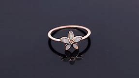 CiNily Flower Ring,18K Rose Gold Plated Opal Rings for Women Girls