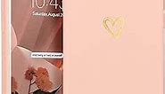 Wirvyuer for iPhone SE Case 2022/2020,iPhone 8 iPhone 7 Case for Girls Women Silky Soft Protective Shockproof Silicone Phone Case with Cute Gold Heart Pattern Design Pink Cover