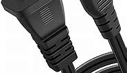 TV Power Cord 15Ft Cable for Samsung LG TCL Sony: 2 Prong AC Wall Plug 2-Slot LED LCD Insignia Sharp Toshiba JVC Hisense Electronics UN65KS8000FXZA UN40J5200AFXZA 43UH6100 Black