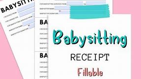 Babysitting Receipt for Childcare Providers | Babysitter Receipt | Nanny Receipt