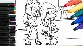Amy Ross and Knuckles the Echidna Coloring Pages Sonic The Hedgehog Coloring Pages