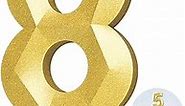 Number Birthday Candles(8 Candle Gold) 3D Diamond Shape Number Happy Birthday Cake Candles for Birthday Party Wedding Decoration Reunions Theme Party