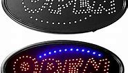 Ultra Bright LED Neon Open Sign, 19" x 10" Large Animated Motion Business Sign with ON/OFF Light, Eye-catching Electric Light Up Sign for Bar, Salon- Vertical, Oval "OPEN"