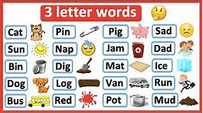 3 Letter Words List 🤔 | Phonics lesson | Reading Lesson | Learn with examples
