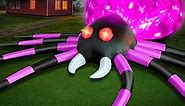 10 FT Halloween Inflatable Spider Outdoor Decorations for Yard, Big Purple Crawling Spider with LED Rotating Flame, Giant Halloween Spider for Halloween Party Holiday Garden Lawn Patio House Decor