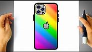 How to DRAW APPLE IPHONE - step by step - Draw and Color