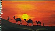 Desert Painting with Camels | Easy Landscape Painting for Beginners | Acrylic Painting Tutorial