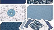 VNS Creations 100 pack Blank Cards with Envelopes & Stickers - All Occasion Blank Greeting Cards and Envelopes - Blank Note Cards with Envelopes 4x6 - Plain Blank Inside Navy Stationary Cards Set