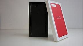 iPhone 7 Plus Jet Black + Red Leather Case - Unboxing