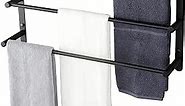 KOKOSIRI Bath Towel Bars Matte Black Bathroom 3-Tiers Ladder Towel Rails Wall Mounted Towels Shelves Rack Stainless Steel, B5002BK-L24