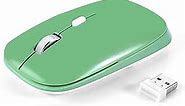 PINKCAT Wireless Flat Mouse, 2.4G Slim Silent Cordless Mouse with USB Receiver, 3 Adjustable DPI Portable Optical Wireless Computer Mice for Laptop, PC, Notebook, Computer, Desktop, Mac (Green)