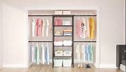 Ulif M2 Closet Organizer System, 5.9 Feet Height Mounted to the Wall Garment Rack with 4 Expandable Hanger Rods, 5 Shelves in 23.6" L x 14.5" W, Suit Total Space from 5.8-8.8 ft, White