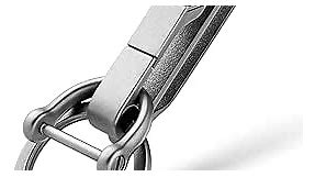 FEGVE Small Titanium Key Clip Keychain Carabiner Belt Clip with Detachable Key Ring and D-shaped keyring,Key Fob Holder Key Chain for Men (Dark Grey)