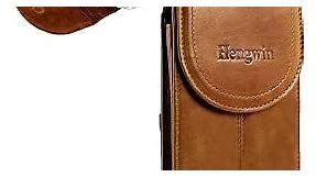 Hengwin Small Leather Phone Belt Pouch for iPhone 11 XR Holster Case with Belt Clip Belt Loop Magnetic Closure Cell Phone Belt Holder for Men, Compatible with iPhone 11 XR with Slim Case on (Brown)
