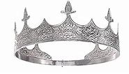 S SNUOY King Crown for Men Antique Silver Full King Crown Medieval Costume Crown Prom Party Hats Men's Tiaras and Crowns Costume Accessories