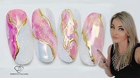 Pink & Gold Marble Nail Art┃Tutorial
