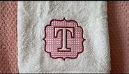 Machine Embroidery Monogram Hand Towel. Quick Simple Beautiful Design