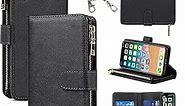 Cavor for iPhone X Wallet Case,iPhone X Crossbody Case with Strap Stand,Phone Case iPhone Xs with Card Holder for Women Men,Leather Magnetic Shockproof Protective Cover,Black