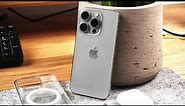 iPhone 15 Pro Natural Titanium Aesthetic Unboxing | Setup + Camera Test + MagSafe Case