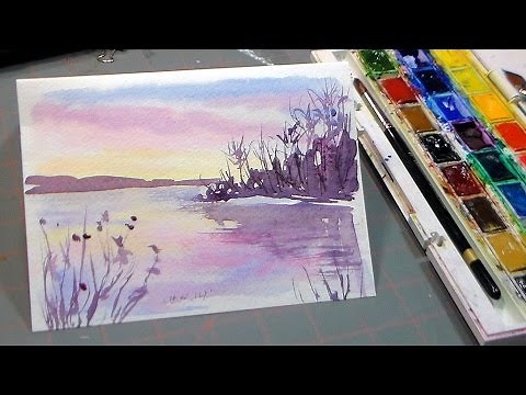 Easy 3 Color Watercolor Sunset