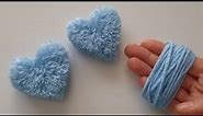 Easy Pom Pom Heart Making Idea with Fingers❤How to Make a Heart from String✔Beautiful And Easy