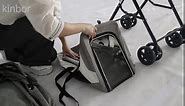 kinbor Double Pet Stroller for 2 Dogs Cats - Portable 4 Wheels Dog Strollers with 2 Detachable Carrier Cages and Cushions for Small Dogs, 3 in 1 Cat Seat Folding Travel Carrier, Grey