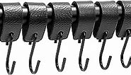 Brute Strength - Multifunctional Leather S-Hooks - Black - 12 Pieces - S Shaped Hooks - Coat Hook - Leather Hooks - Leather s Hooks - Black s Hooks - Kitchen Hooks