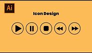 How to Create Video Buttons Icon Set in Adobe Illustrator || Play, Pause, Play Forward & Backward