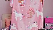 Glow in The Dark Unicorn Blanket for Girls – Soft Pink Fleece Throw. Great Christmas, Birthday, Baby, Toddler Unicorn Gifts! Unicorn Toys for Girls, with Fairy, Butterfly, Stars. Bright Long-Last Glow