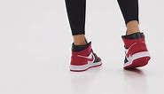 NIKE Air Jordan Retro 1 Mid Casual Shoes Sneakers Red White Women | BQ6472-079 | JD Sports