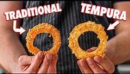 Crispiest Homemade Onion Rings 2 Ways (Traditional and Tempura Style)