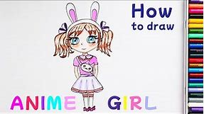 How to Draw Anime Gacha Bunny Girl | Primary School Kids Drawing Lessons, Part 82