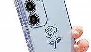 Lcenbk Compatible with Samsung Galaxy S23 FE 5g 6.4” Phone Case,Luxury Elegant Rose Flower Plated Cover Side Cute Small Flowers Soft Silicone Camera Protection Shockproof Protective Bumper (Blue)