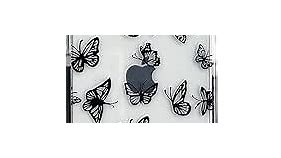 Lxsceto Black Butterfly Trendy Cute Clear Phone Case for iPhone 13mini 5.4 inch with Built-in Bumper Shockproof Protective Cover for iPhone 13mini 5.4"