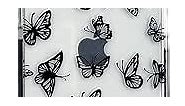 Lxsceto Black Butterfly Trendy Cute Clear Phone Case for iPhone 13mini 5.4 inch with Built-in Bumper Shockproof Protective Cover for iPhone 13mini 5.4"
